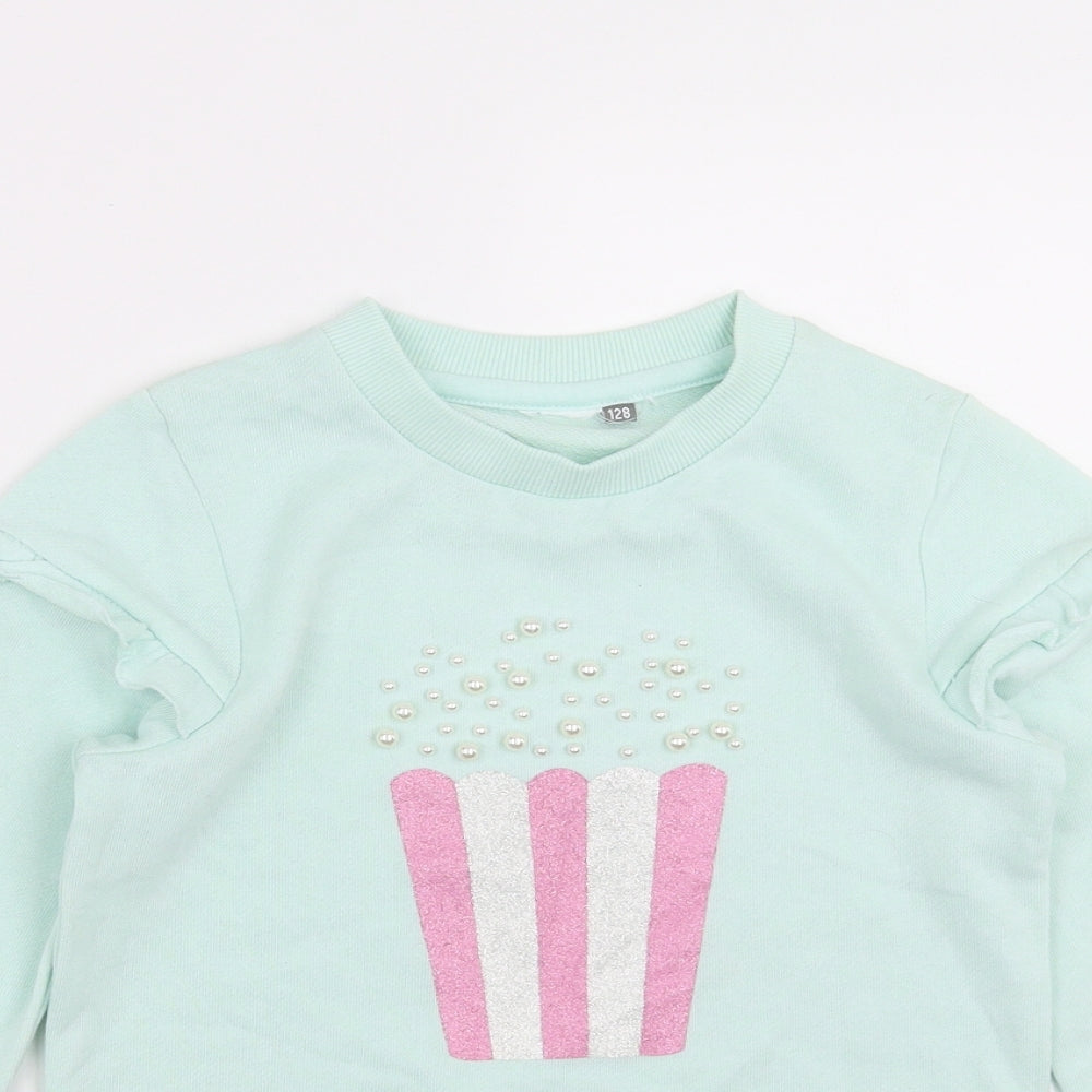 Seven lemon Girls Green   Pullover Sweatshirt Size 8 Years  - popcorn