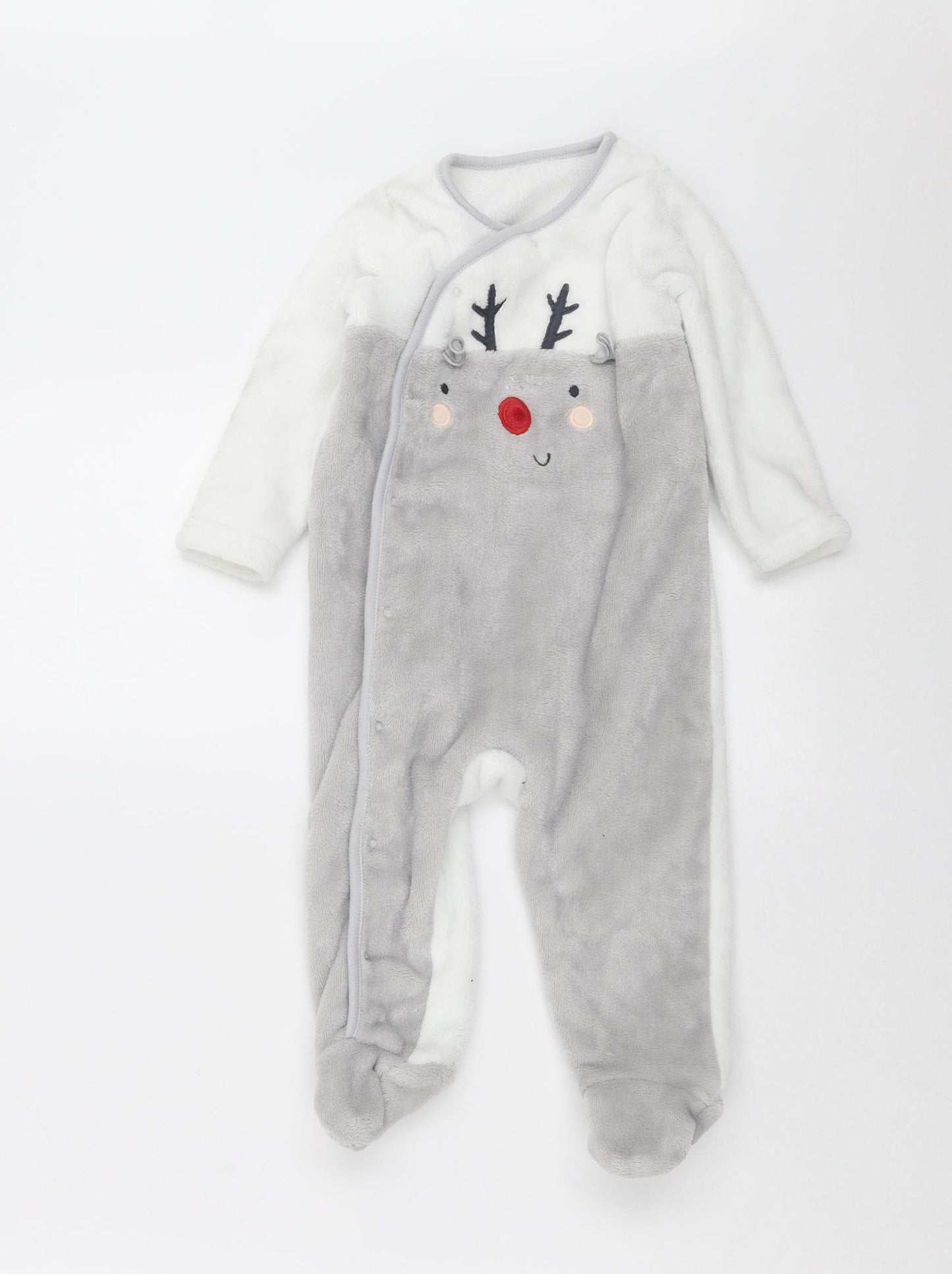 Nutmeg Baby Grey   Babygrow One-Piece Size 9-12 Months  - reindeer