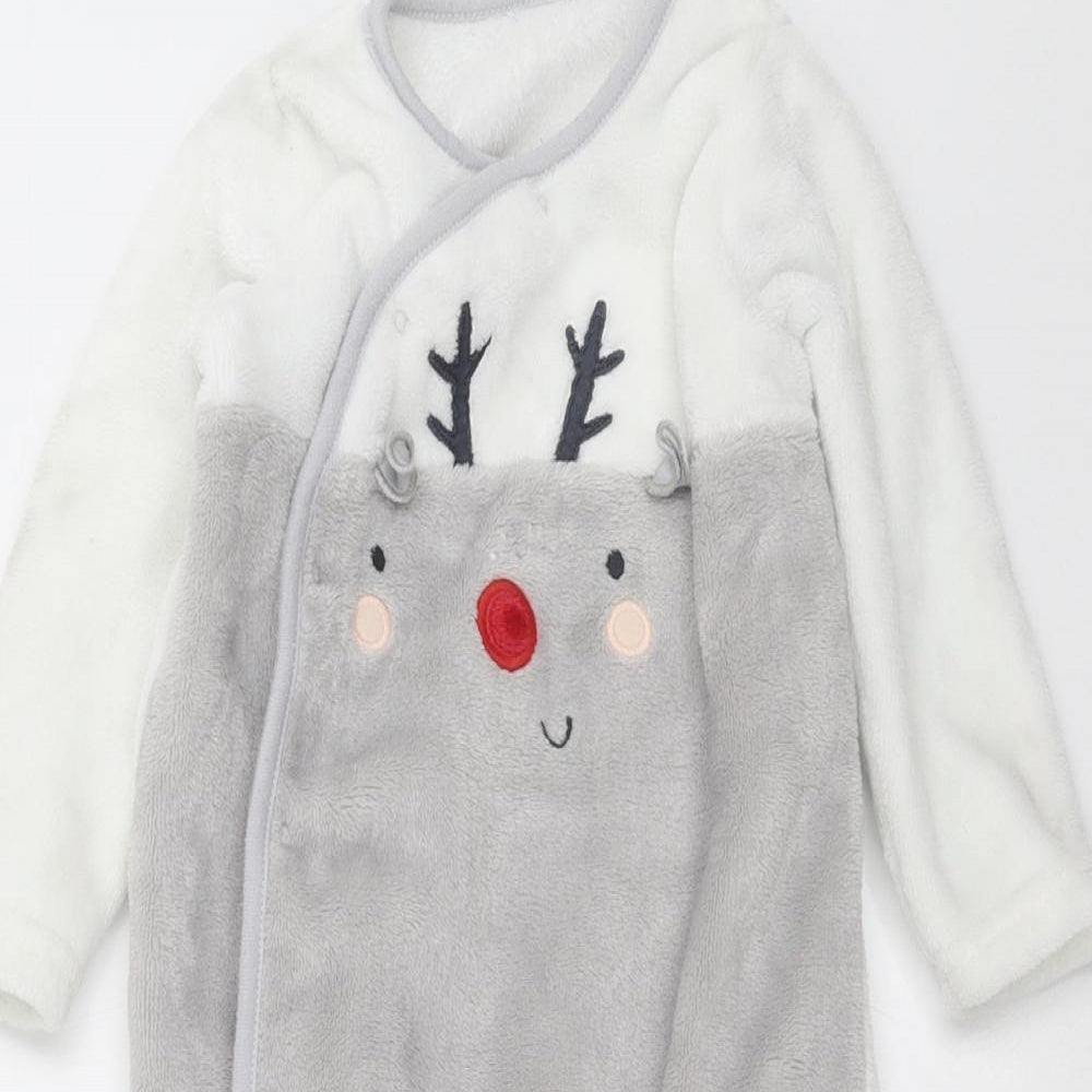 Nutmeg Baby Grey   Babygrow One-Piece Size 9-12 Months  - reindeer