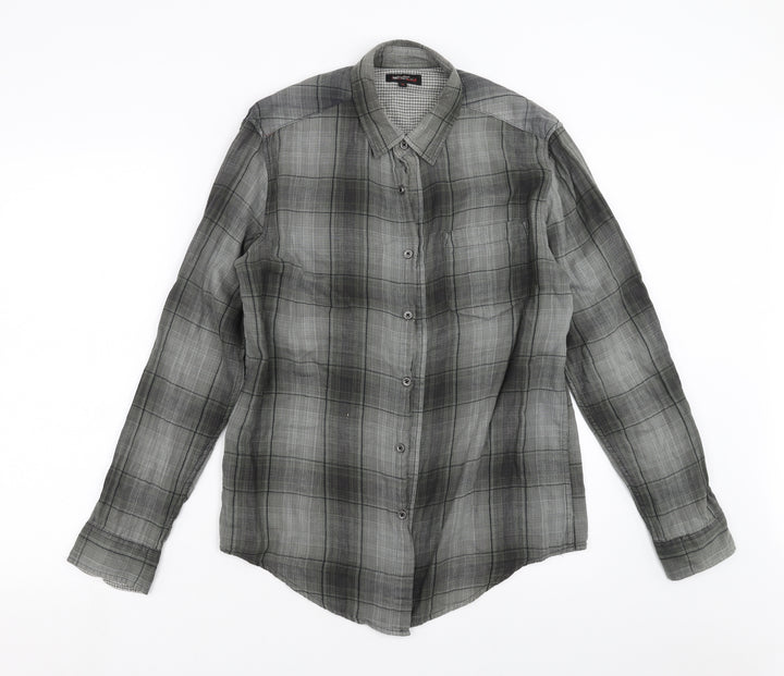 Preworn Mens Green Check   Button-Up Size M