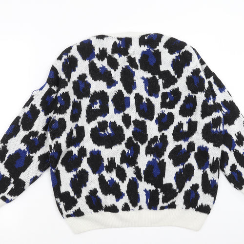 George Womens White Geometric Knit Pullover Jumper Size L  - sequins