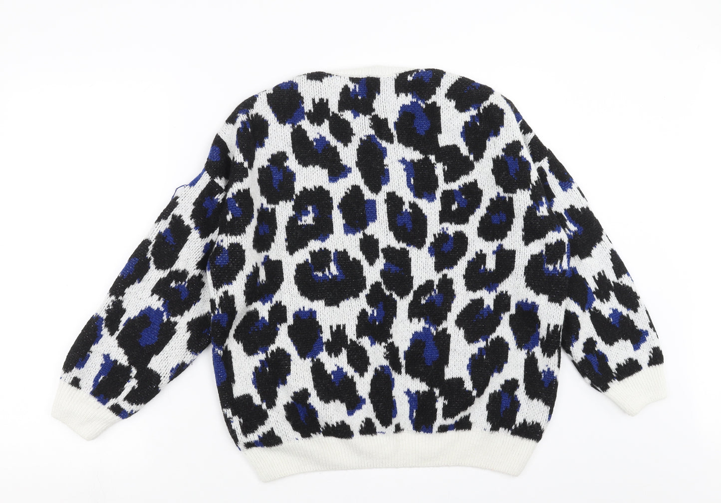 George Womens White Geometric Knit Pullover Jumper Size L  - sequins