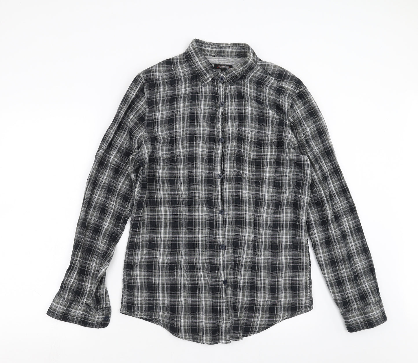 Preworn Mens Black Check   Button-Up Size L
