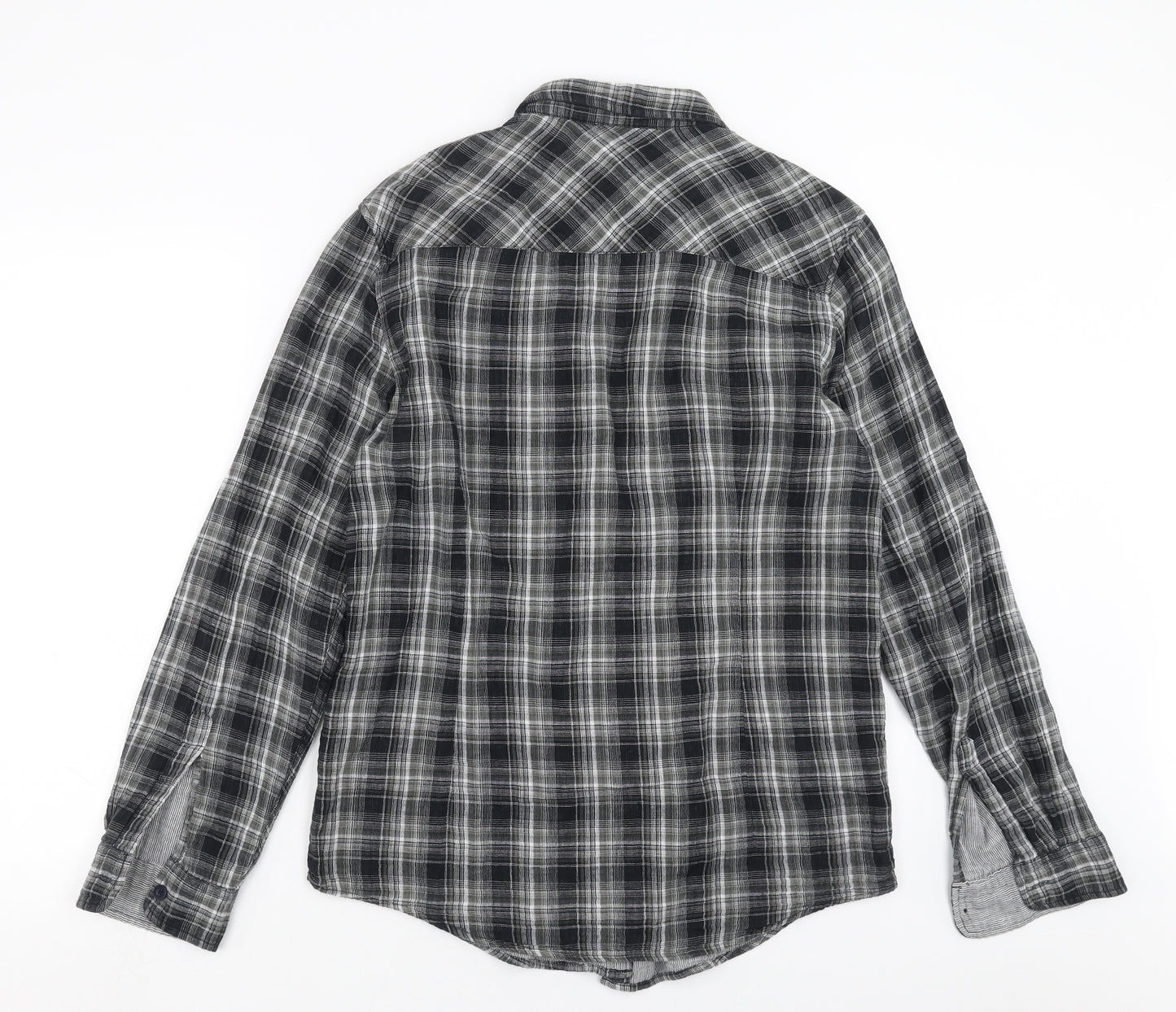 Preworn Mens Black Check   Button-Up Size L