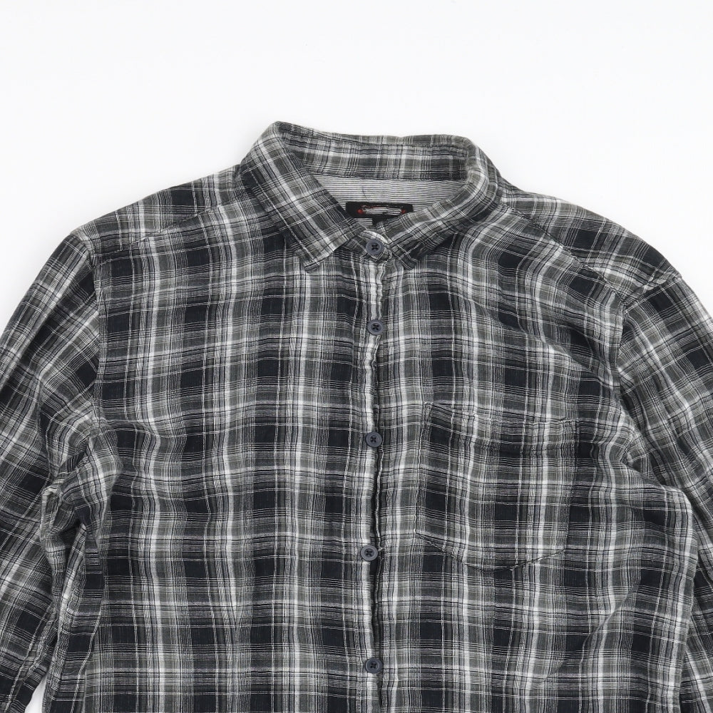 Preworn Mens Black Check   Button-Up Size L