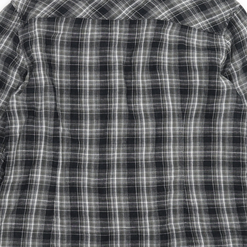 Preworn Mens Black Check   Button-Up Size L