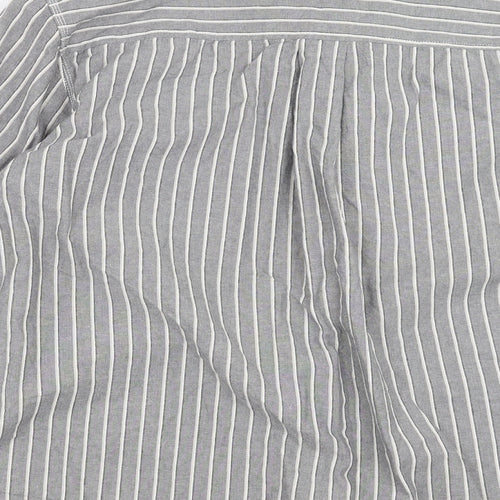 CCS Mens Grey Striped   Button-Up Size L