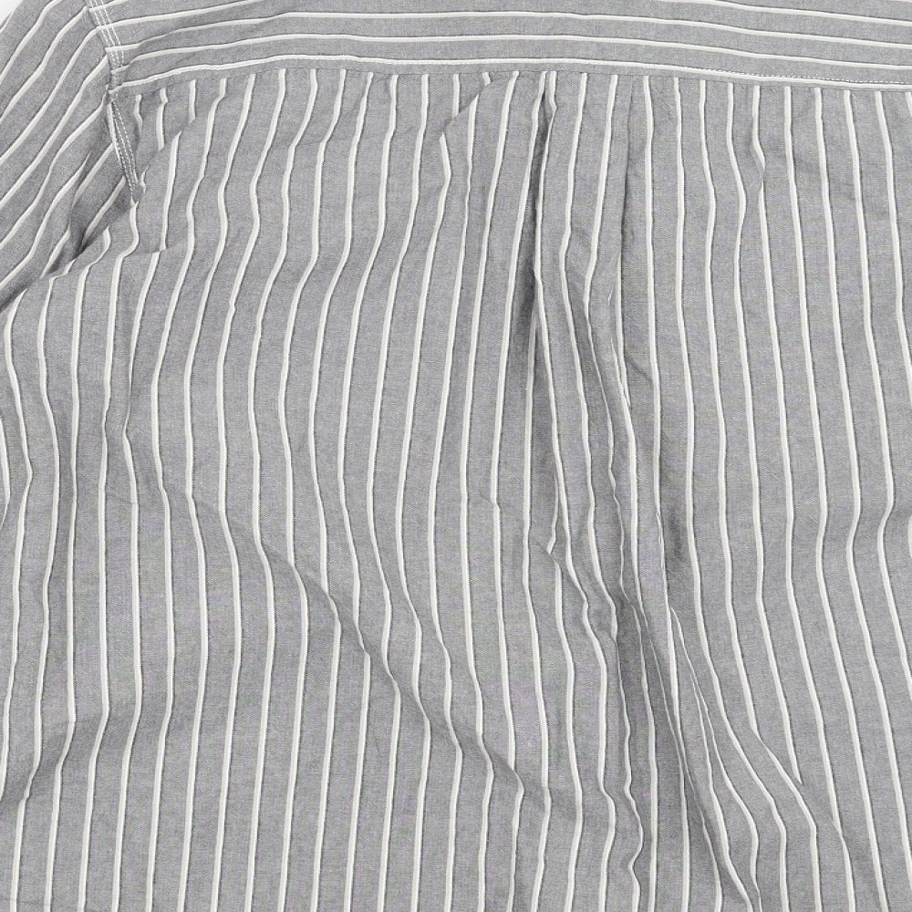 CCS Mens Grey Striped   Button-Up Size L