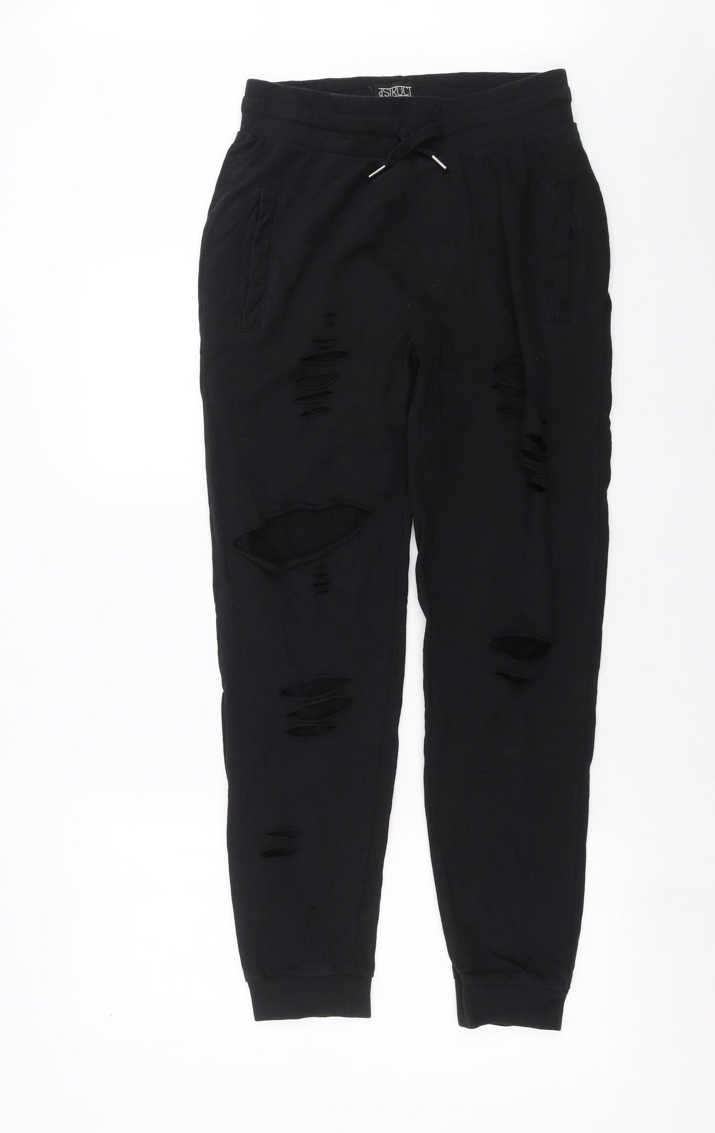 dStruct Mens Black   Jogger Trousers Size S L29 in - Distressed