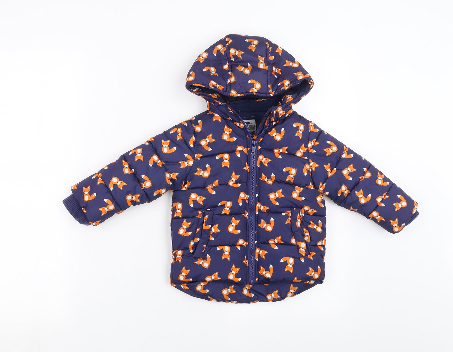 Little Rebel Girls Blue   Puffer Jacket Coat Size 9-12 Months  - Fox print