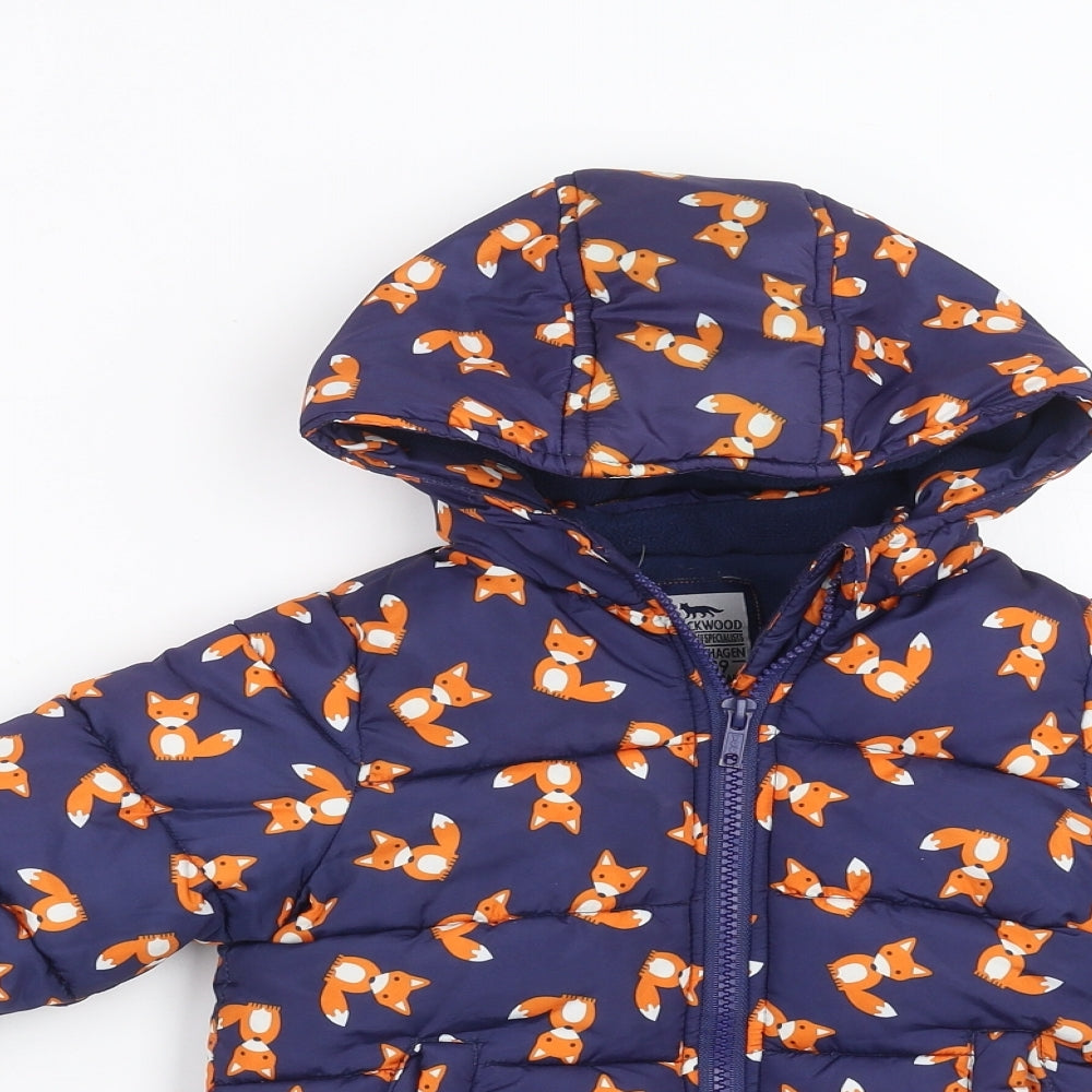 Little Rebel Girls Blue   Puffer Jacket Coat Size 9-12 Months  - Fox print