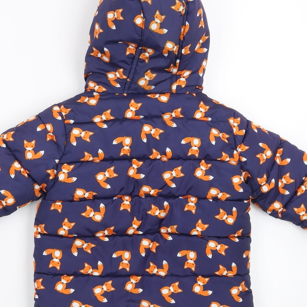 Little Rebel Girls Blue   Puffer Jacket Coat Size 9-12 Months  - Fox print