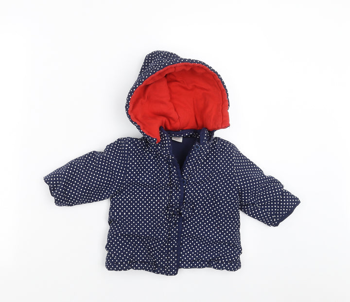 Jack & Lily Girls Blue Polka Dot  Jacket  Size 6-9 Months