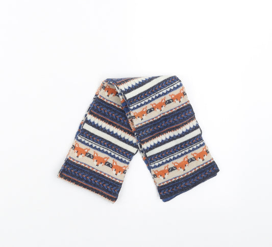 Monsoon Unisex Blue Geometric  Scarf  Size Regular  - fox, 3 years
