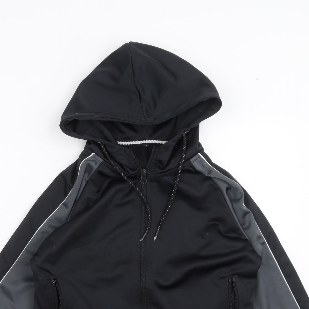 Preworn Boys Black   Full Zip Hoodie Size 7-8 Years