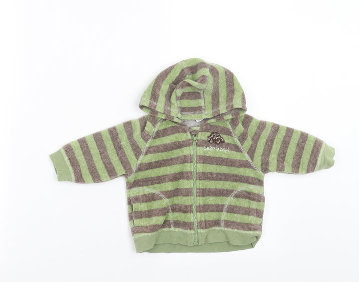 NEXT Boys Green Striped  Full Zip Jumper Size 0-3 Months  - newborn