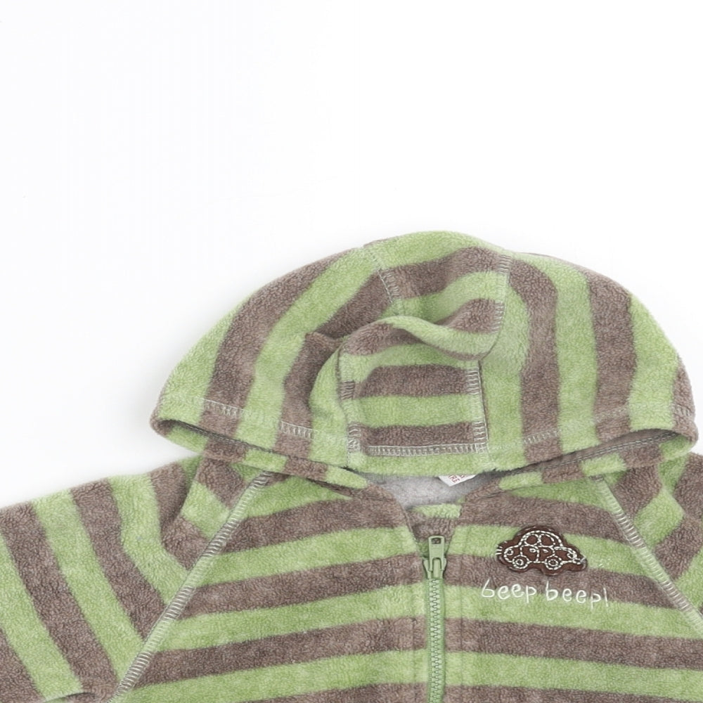 NEXT Boys Green Striped  Full Zip Jumper Size 0-3 Months  - newborn