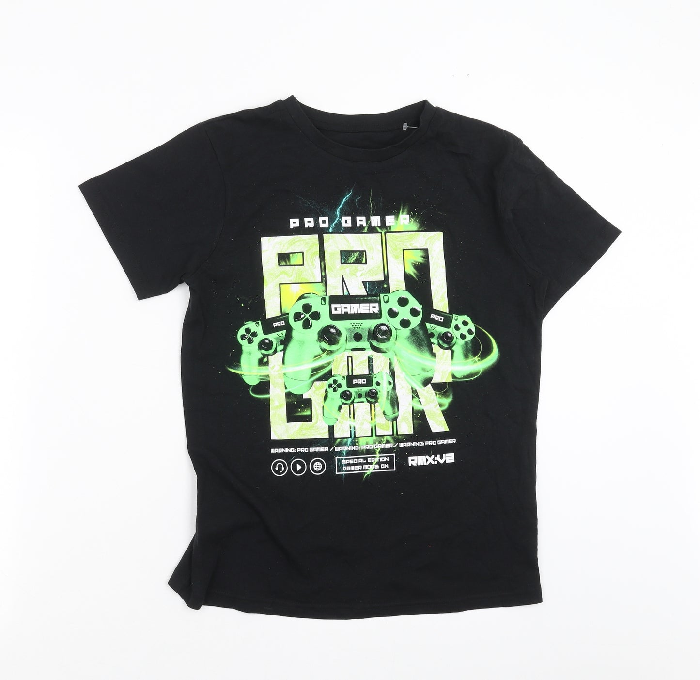 Preworn Boys Black   Basic T-Shirt Size 12-13 Years  - pro gamer