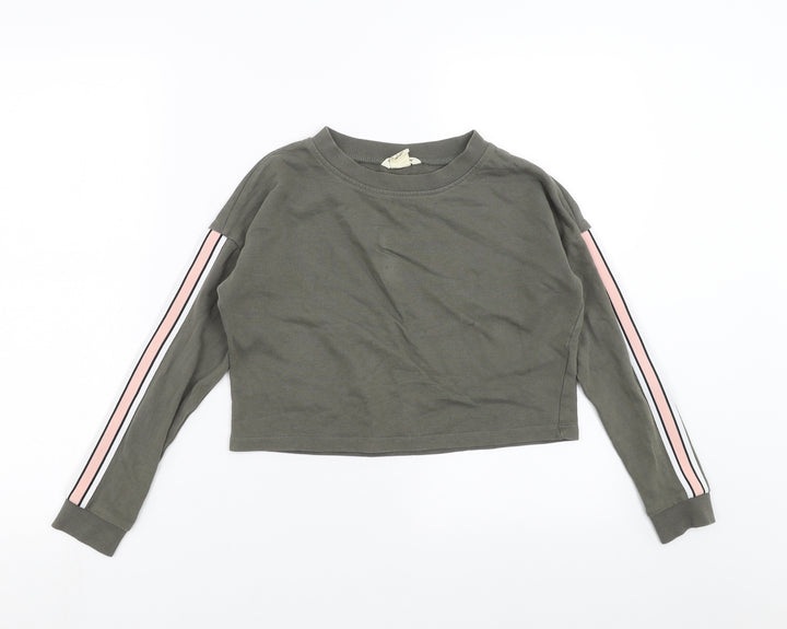 H&M Girls Green   Pullover Sweatshirt Size 8-9 Years