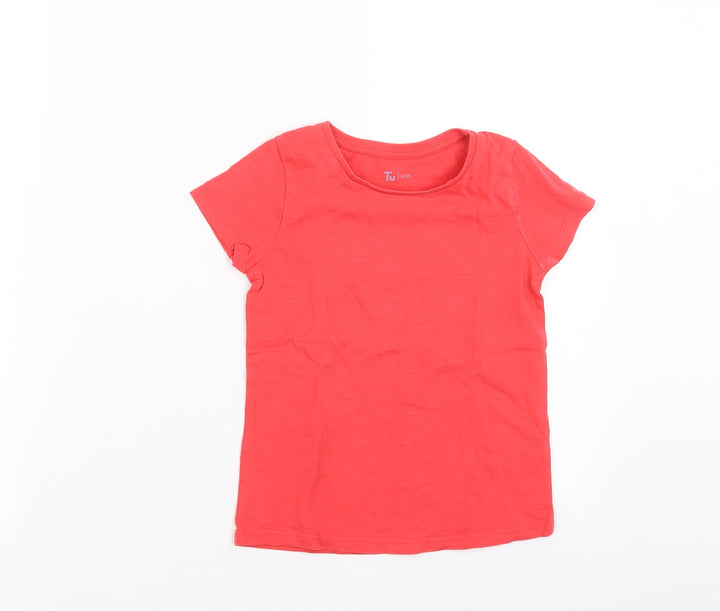TU Girls Pink   Basic T-Shirt Size 5-6 Years