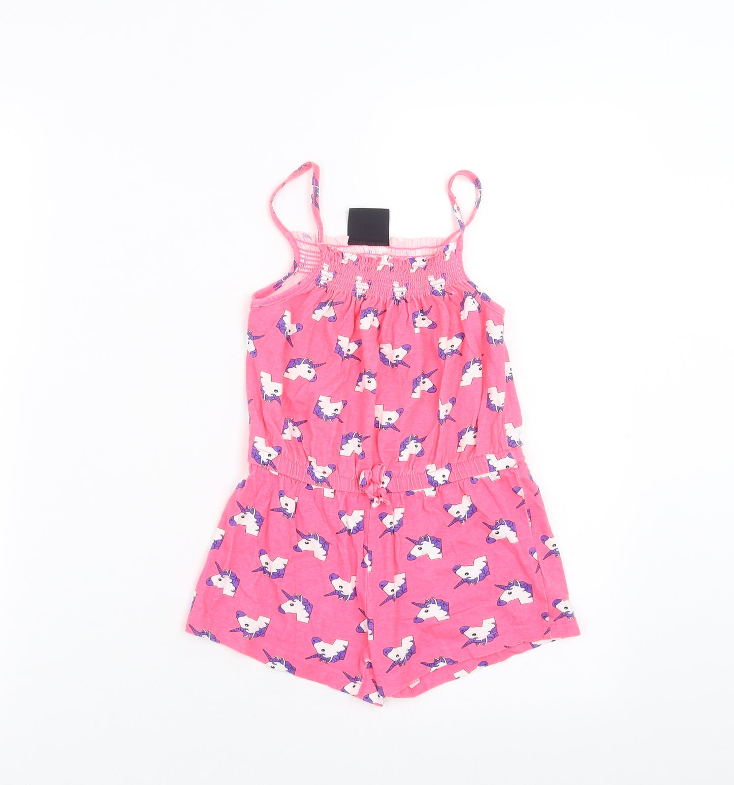 Preworn Girls Pink   Playsuit One-Piece Size 6-7 Years  - unicorn