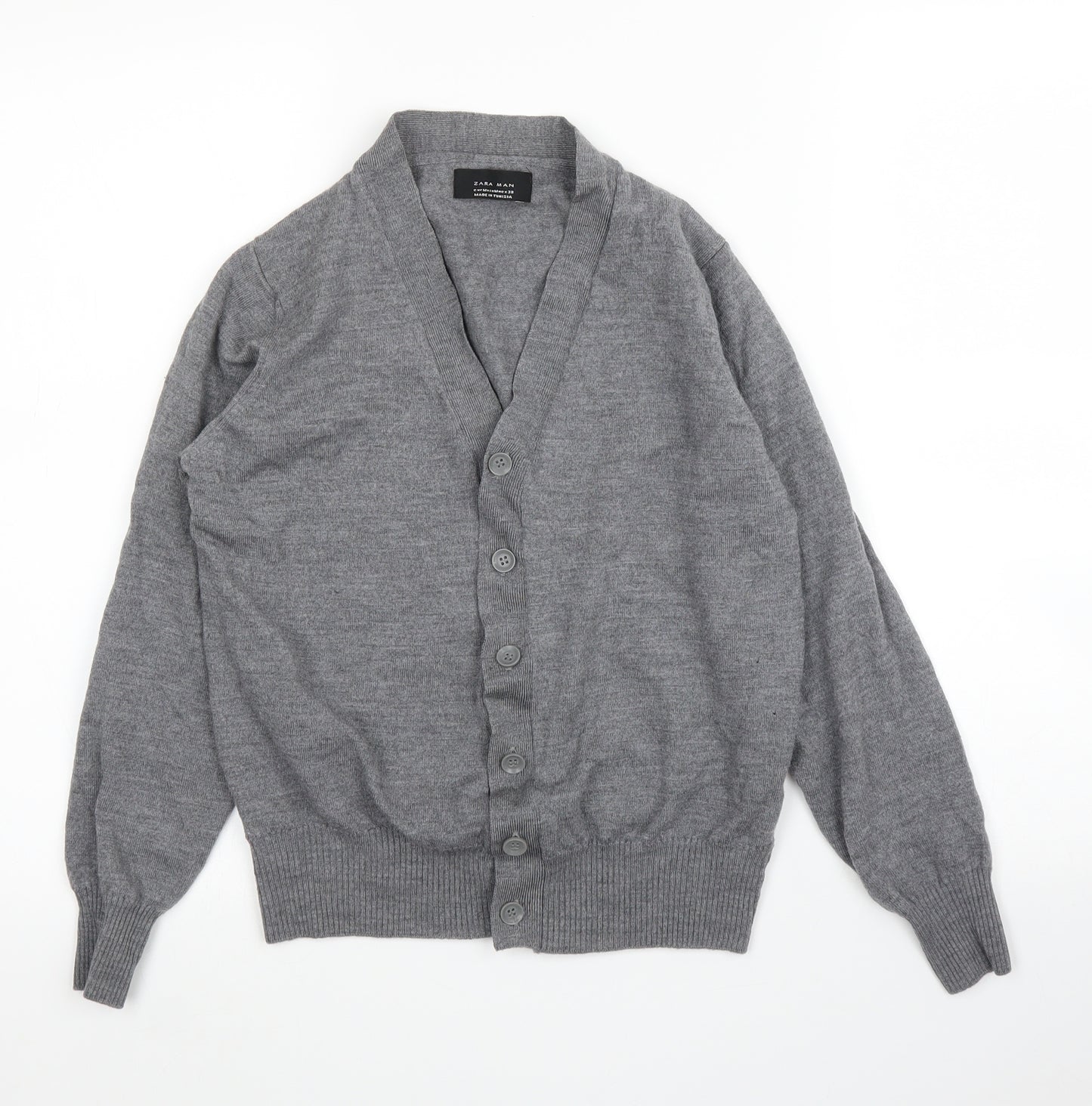 Zara Mens Grey   Cardigan Jumper Size M