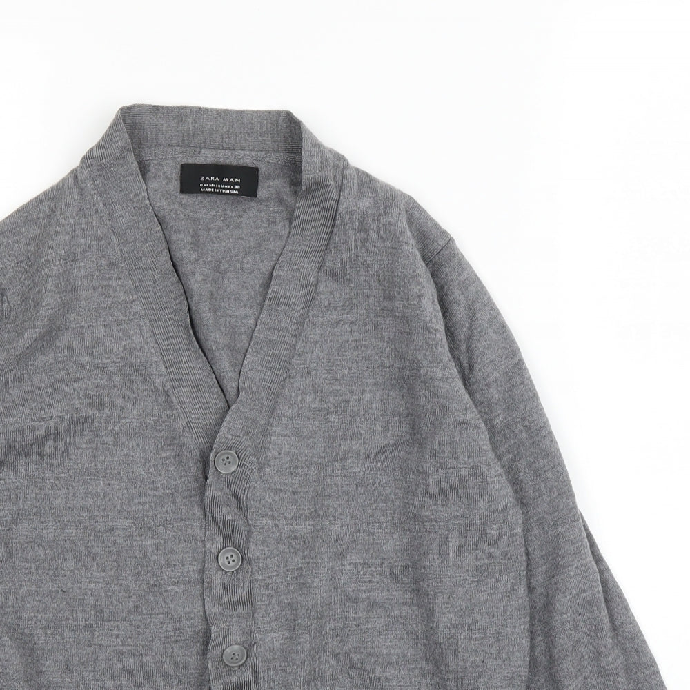 Zara Mens Grey   Cardigan Jumper Size M