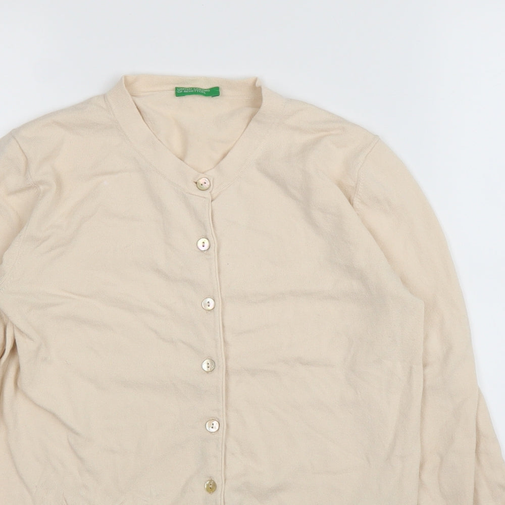 United Colors of Benetton Womens Beige   Cardigan Jumper Size M