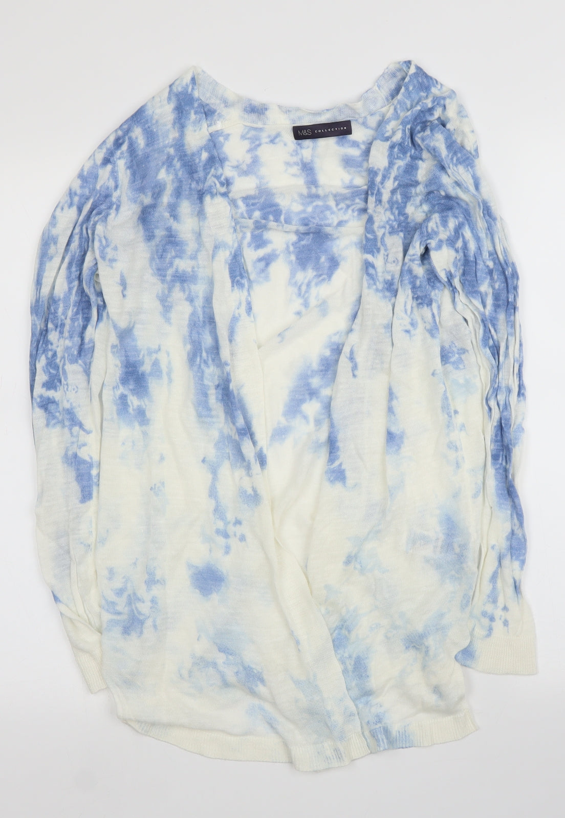 M&S Womens Blue   Cardigan Jumper Size M  - Tie dye