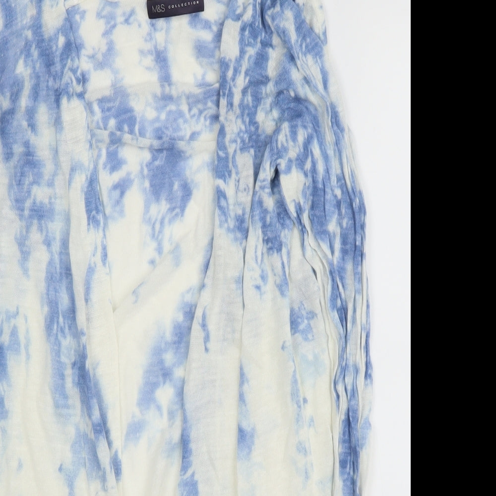 M&S Womens Blue   Cardigan Jumper Size M  - Tie dye