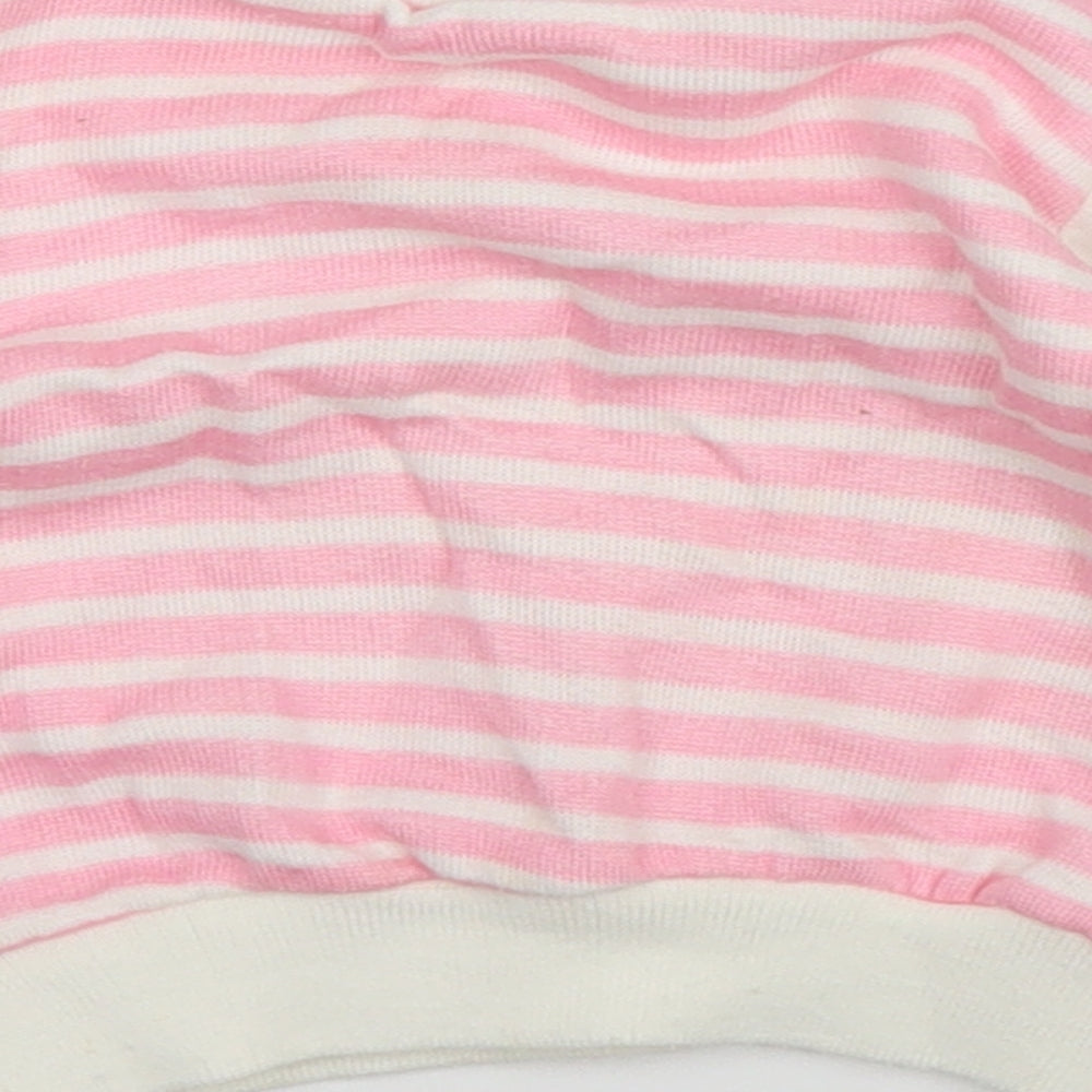 Preworn Girls Pink Striped  Pullover Jumper Size 3-6 Months