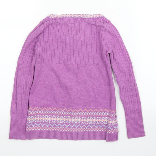 Fat Face Girls Purple Fair Isle  Tunic Jumper Size 6 Years