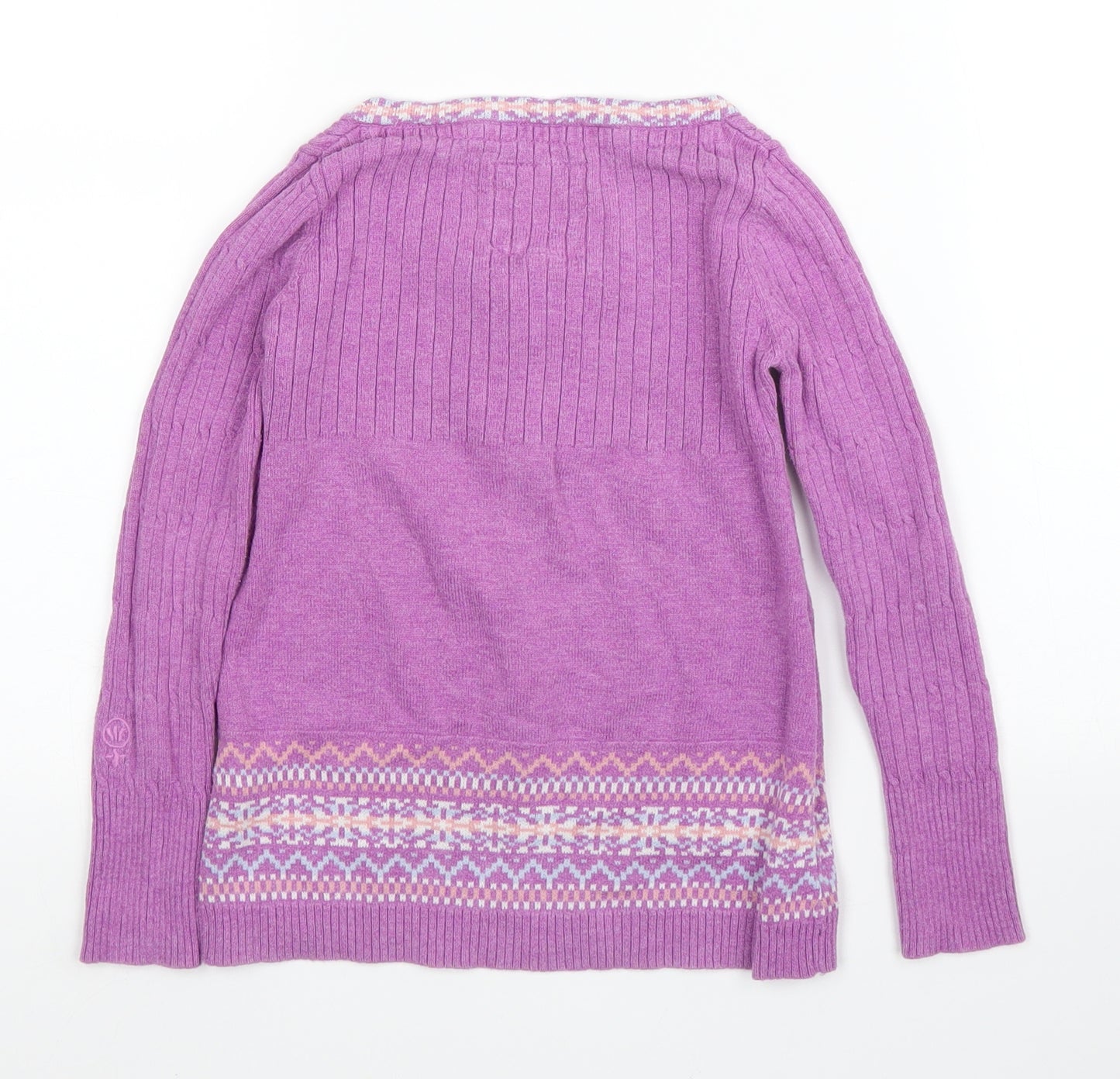 Fat Face Girls Purple Fair Isle  Tunic Jumper Size 6 Years