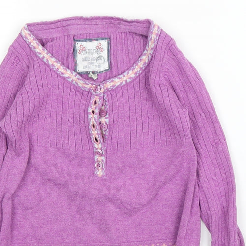 Fat Face Girls Purple Fair Isle  Tunic Jumper Size 6 Years