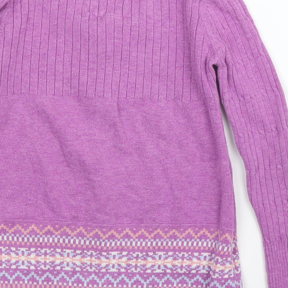 Fat Face Girls Purple Fair Isle  Tunic Jumper Size 6 Years