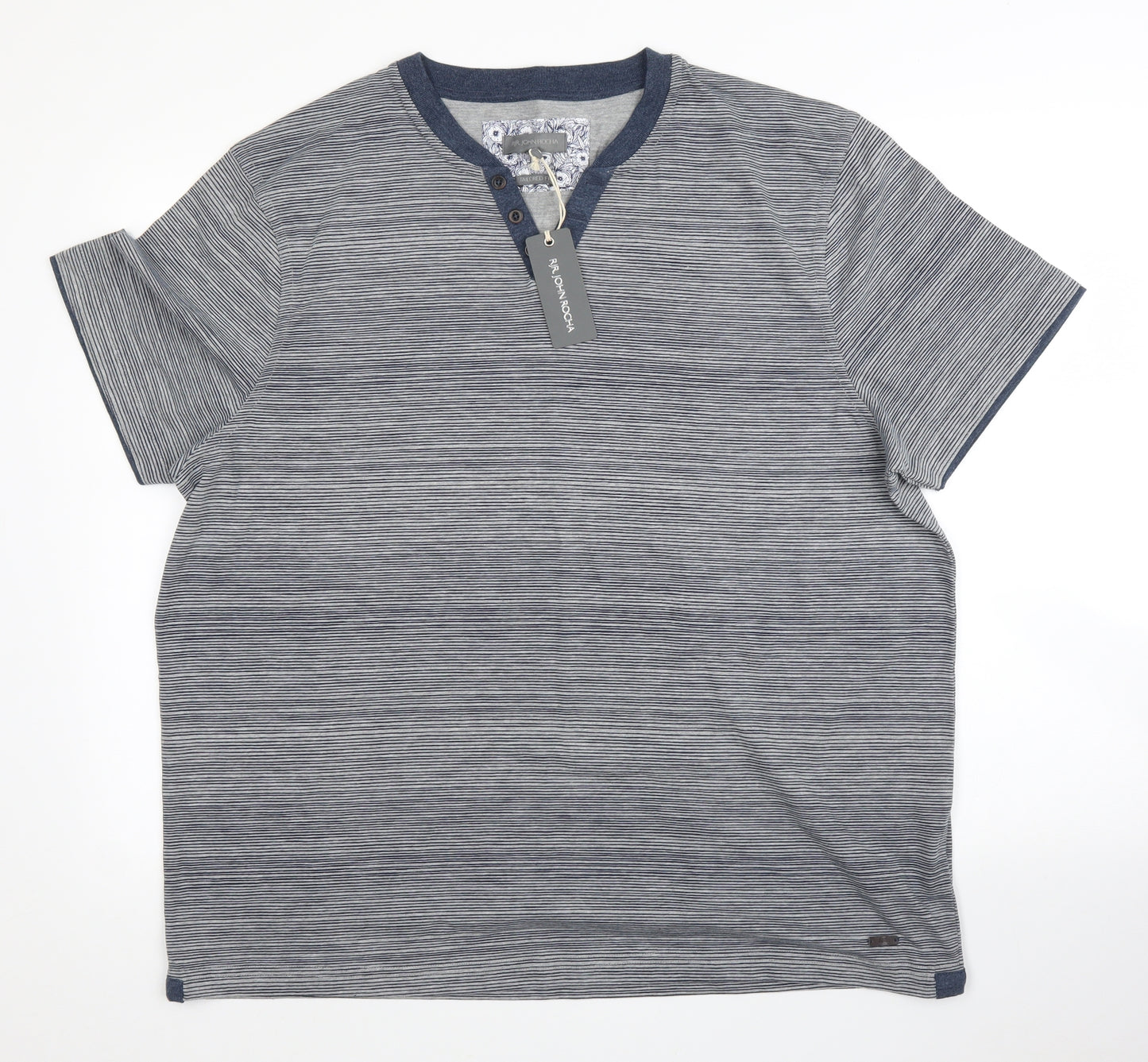 Debenhams Mens Blue Striped   T-Shirt Size L