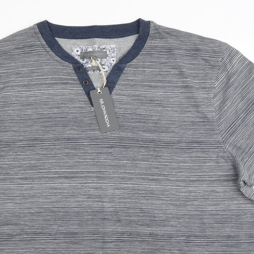 Debenhams Mens Blue Striped   T-Shirt Size L