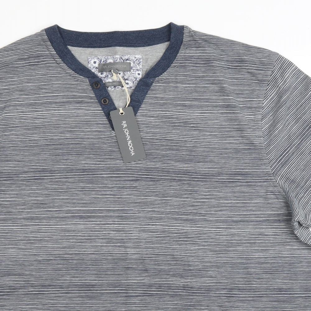 Debenhams Mens Blue Striped   T-Shirt Size L