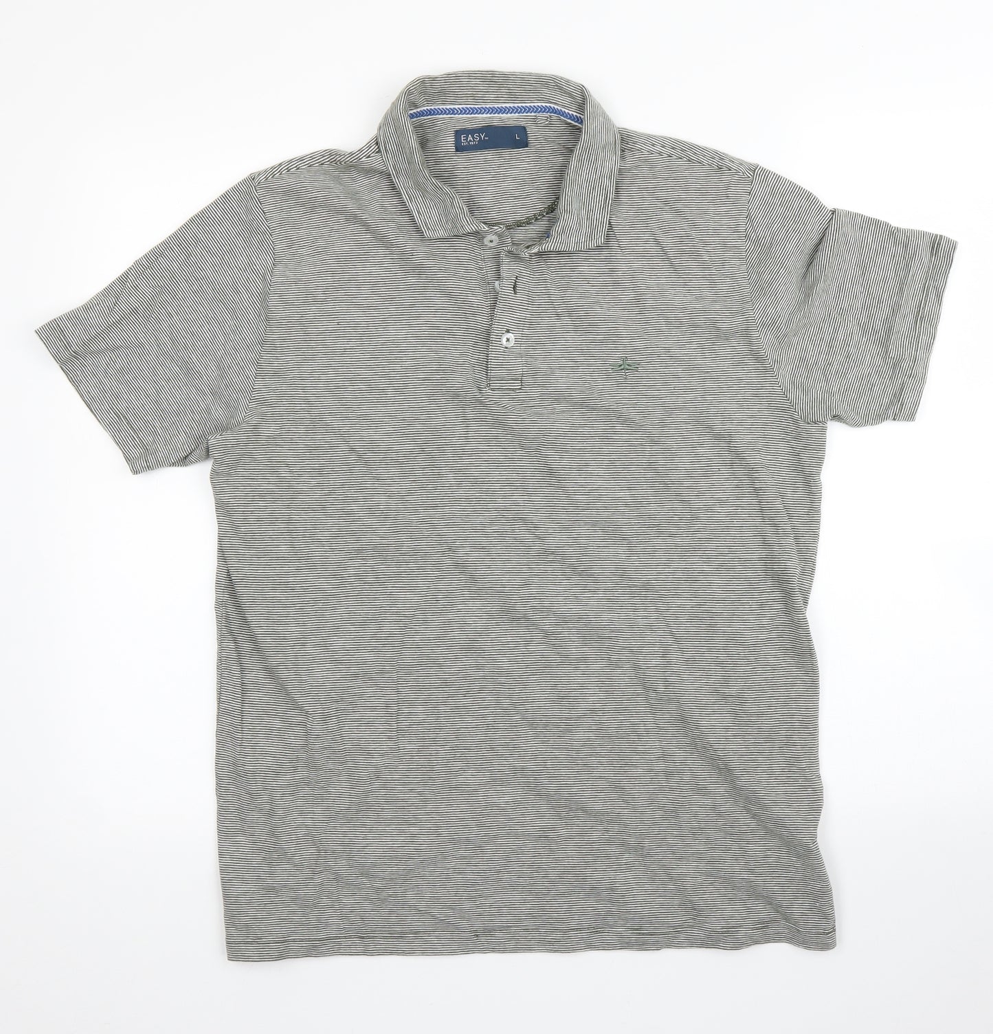 Easy Mens Green Striped   Polo Size L