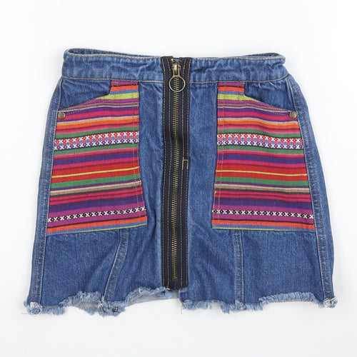 Very Girls Blue Striped Denim A-Line Skirt Size 6 Years