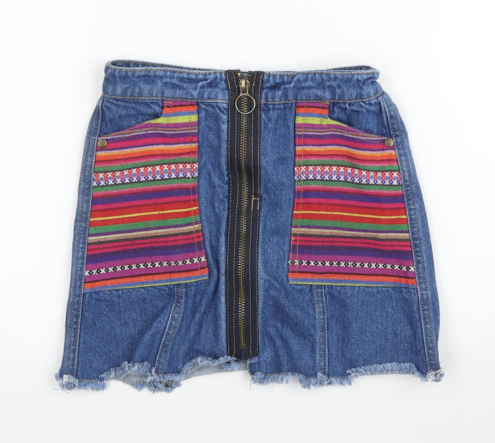 Very Girls Blue Striped Denim A-Line Skirt Size 6 Years
