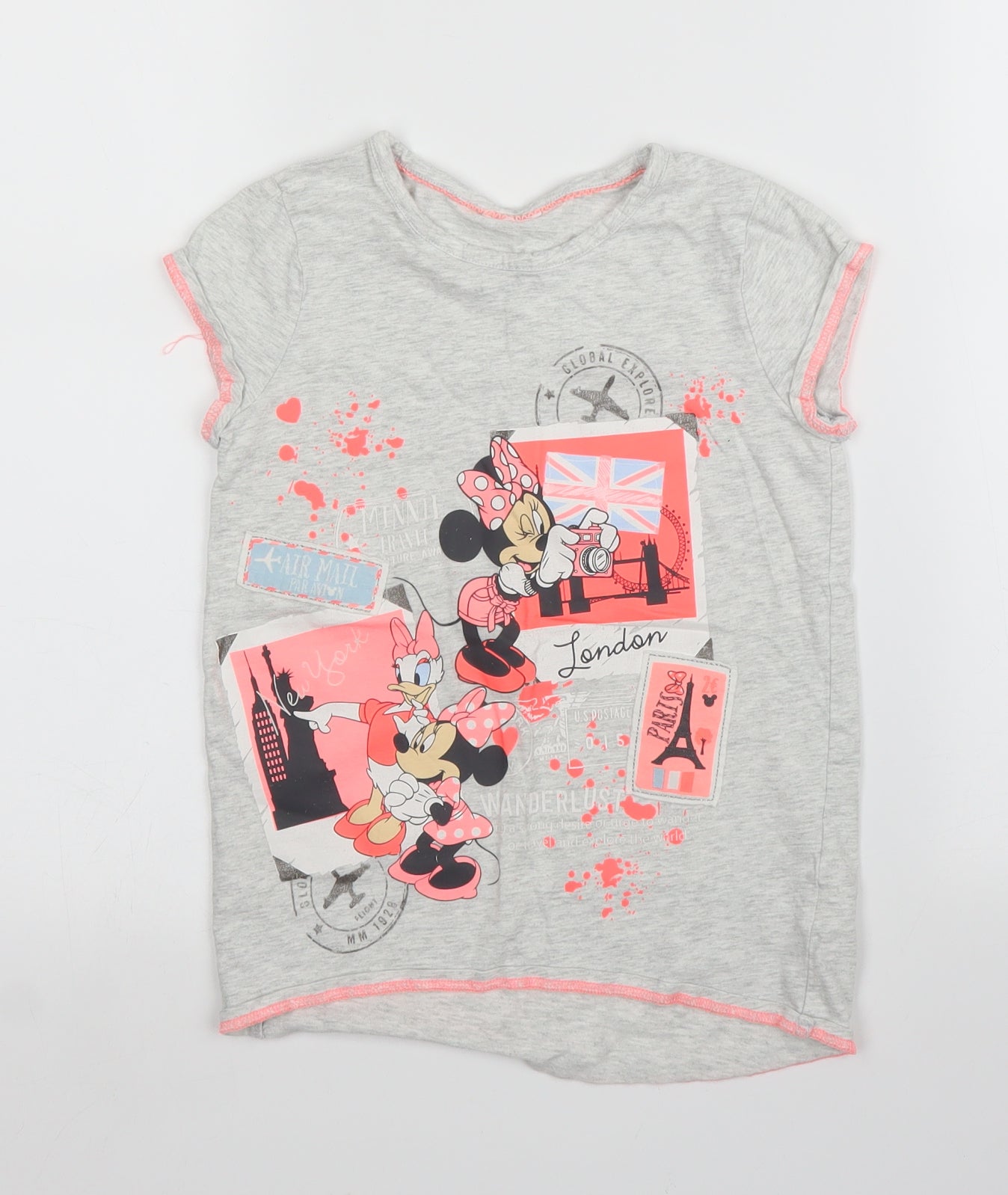 George Girls Grey   Basic T-Shirt Size 8 Years  - Disney, Minnie Mouse