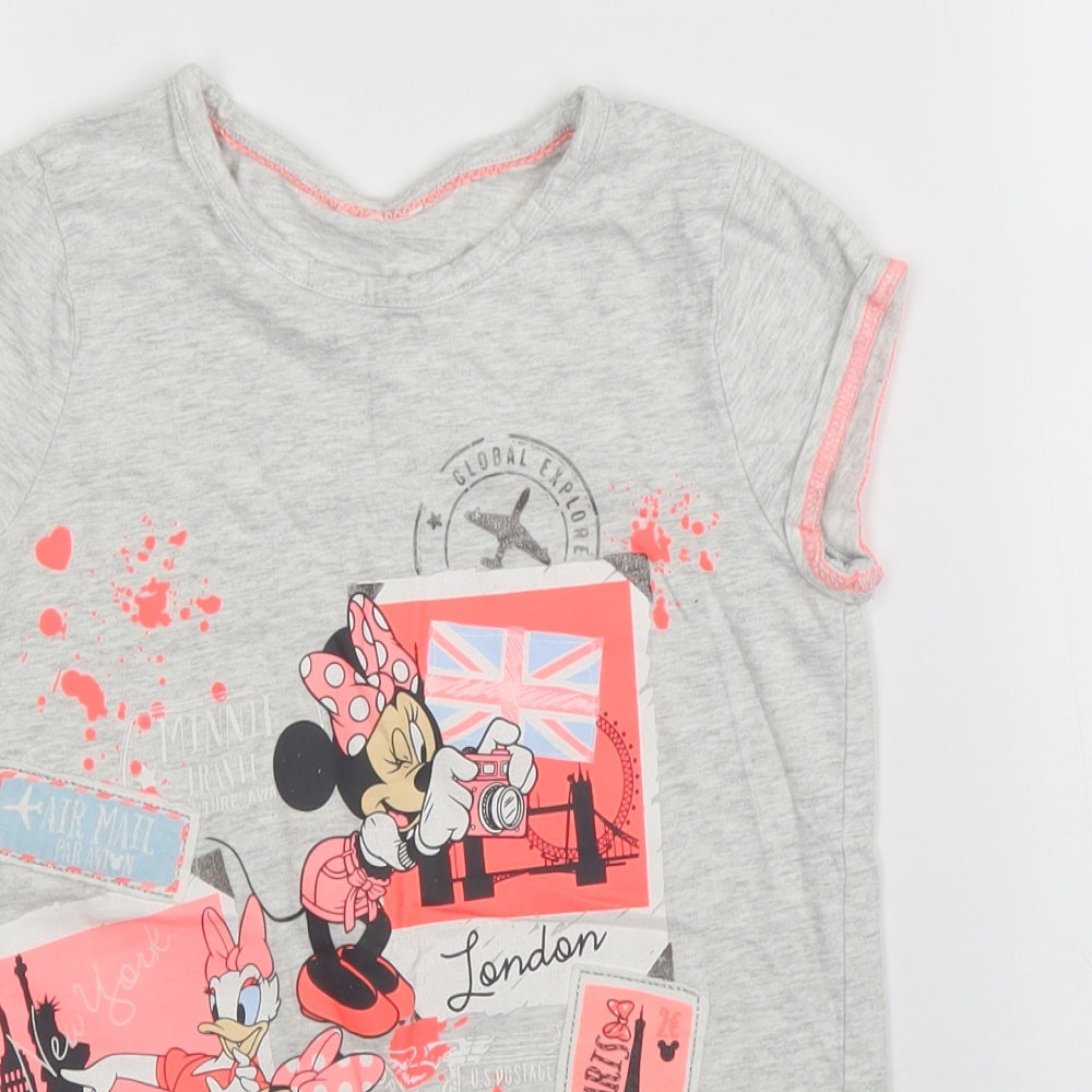 George Girls Grey   Basic T-Shirt Size 8 Years  - Disney, Minnie Mouse