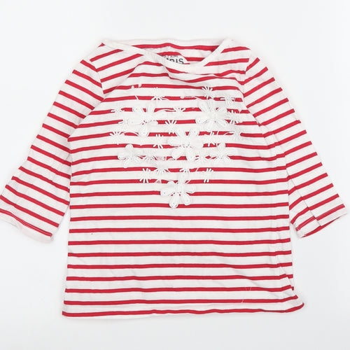 F&F Girls Red Striped  Basic T-Shirt Size 7 Years