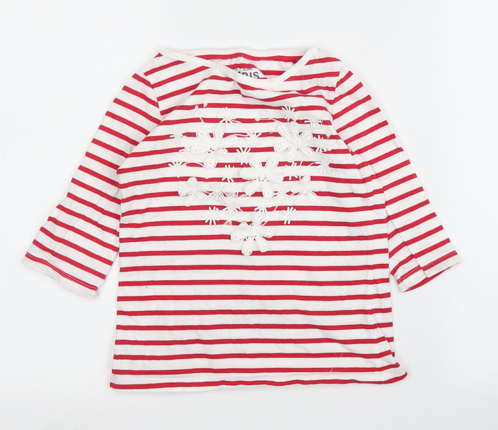 F&F Girls Red Striped Basic T-Shirt Size 7 Years