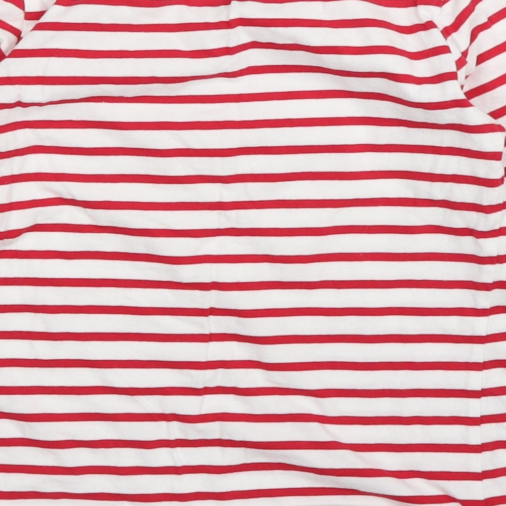 F&F Girls Red Striped  Basic T-Shirt Size 7 Years