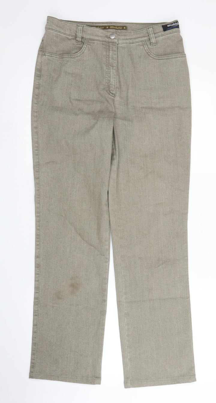 Wichele Womens Beige Denim Straight Jeans Size 14 L30 in