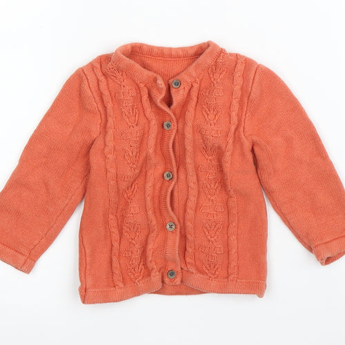 Nutmeg Girls Orange   Cardigan Jumper Size 6-9 Months