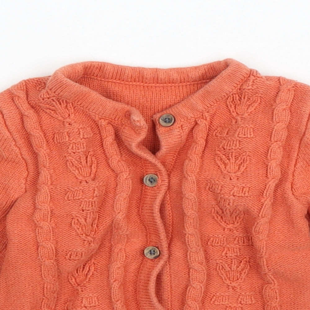 Nutmeg Girls Orange   Cardigan Jumper Size 6-9 Months