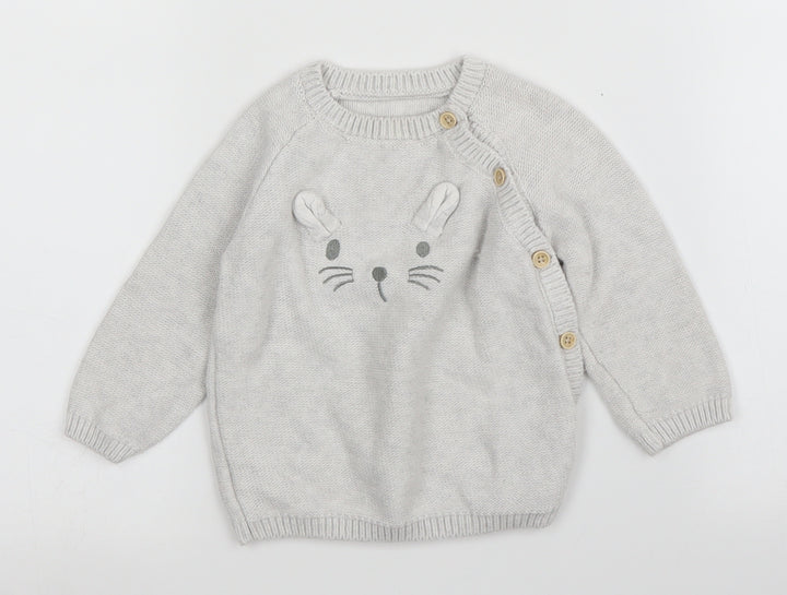 George Girls Grey Pullover Jumper Size 6-9 Months